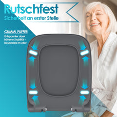 KESSER® WC bril met Soft Close Deksel - Toiletbril - Grijs