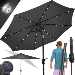 KESSER® Parasol LED Solar - Verstelbaar - Buigbaar - Antraciet