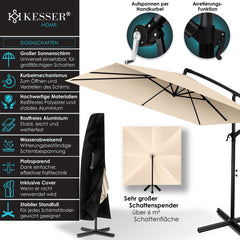 KESSER® Parasol Rechthoekig - Verstelbaar - Ø250cm - Beige