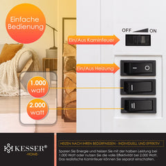 Elektrische Sfeerhaard - Elektrische Kachel - 2000W - Wit - KESSER®