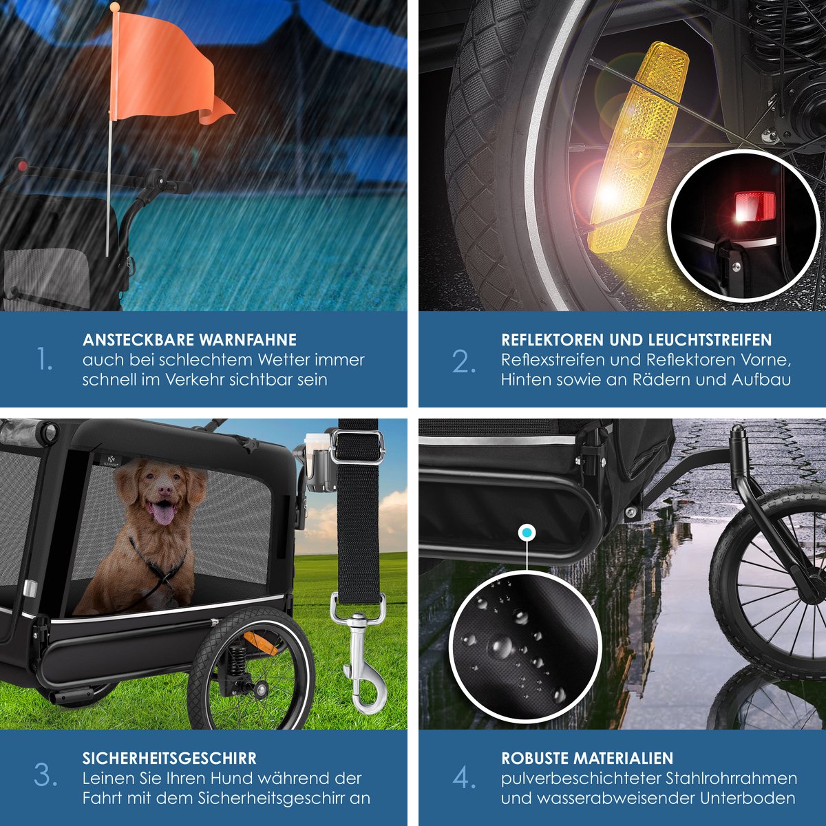 KESSER® Hondenfietskar tot 40 kg 3in1 Hondenbuggy - Fietskar Hond Jogger - Zwart