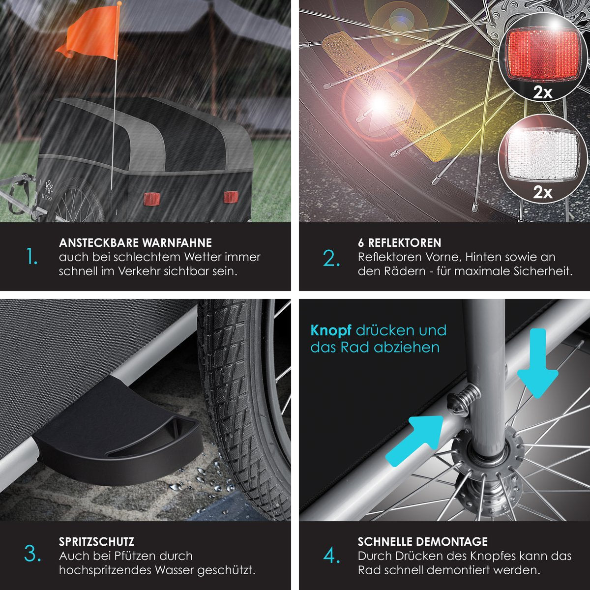 KESSER® Fietskar - Fietsaanhanger - Lichtgrijs / Antraciet