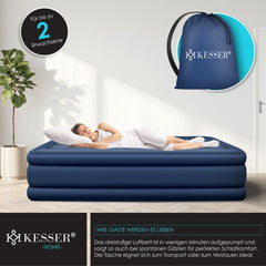 Luchtbed - 2 Persoons - Luchtmatras met pomp - Opblaasbed - Blauw - KESSER®