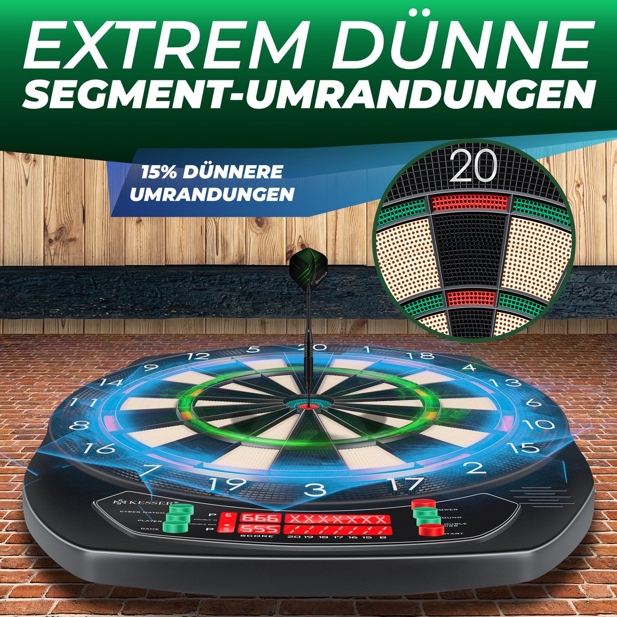 Elektrisch Dartbord - Met 15 darts - Klassiek met LCD - KESSER®