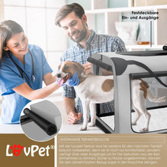LOVPET® reisBench Hondenbench hondenbox honden transportbox opvouwbaar incl. transportzak hondenbak transportbox voor huisdieren, honden en katten transportbox - XXXL, Lichtgrijs