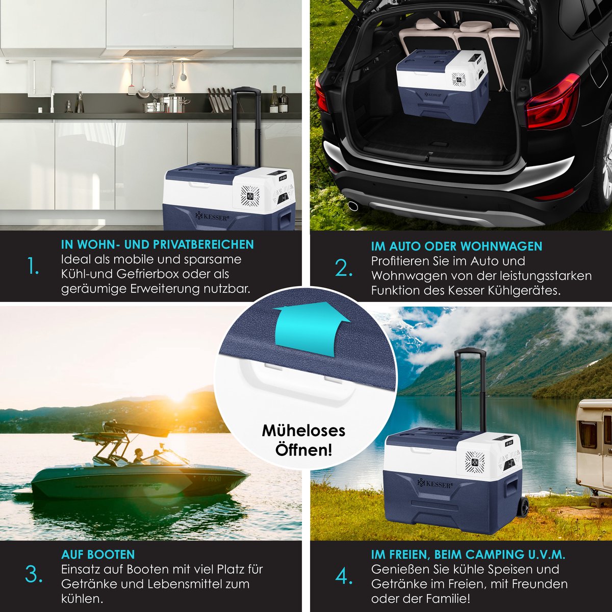 KESSER® Elektrische Koelbox - Compressor - tot -20°C - 30L - Marineblauw