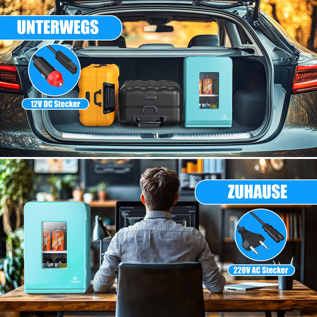 KESSER® Mini Koelkast - 15 Liter - Koelbox - Lichtblauw