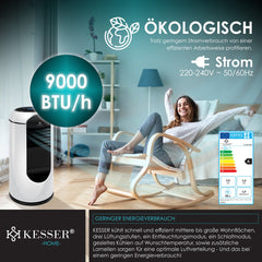 KESSER® 4in1 Mobiele airconditioning - Luchtontvochtiger - 9000BTU - Wit