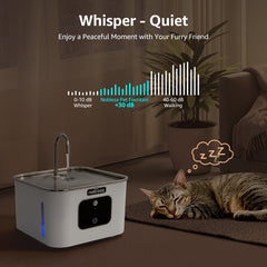 Nobleza Drinkfontein voor Kat - 4L - Sensor - RVS Kattenfontein - Wit •