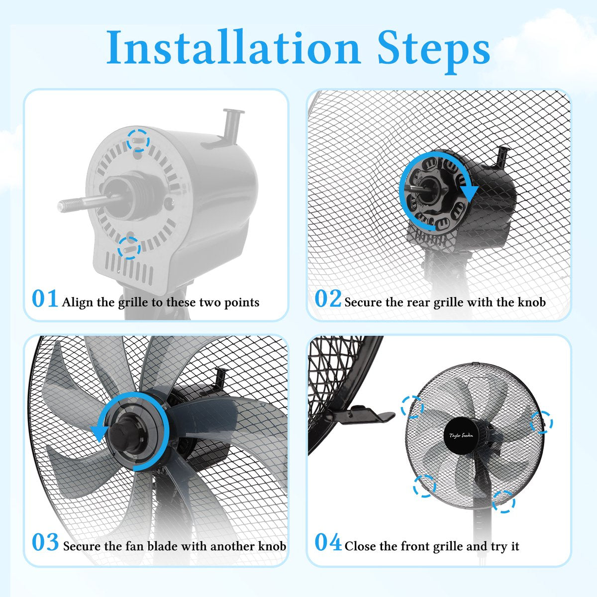 Taylow Swoden Statiefventilator - Ventilator Staand - Verstelbaar - 50W - Zwart
