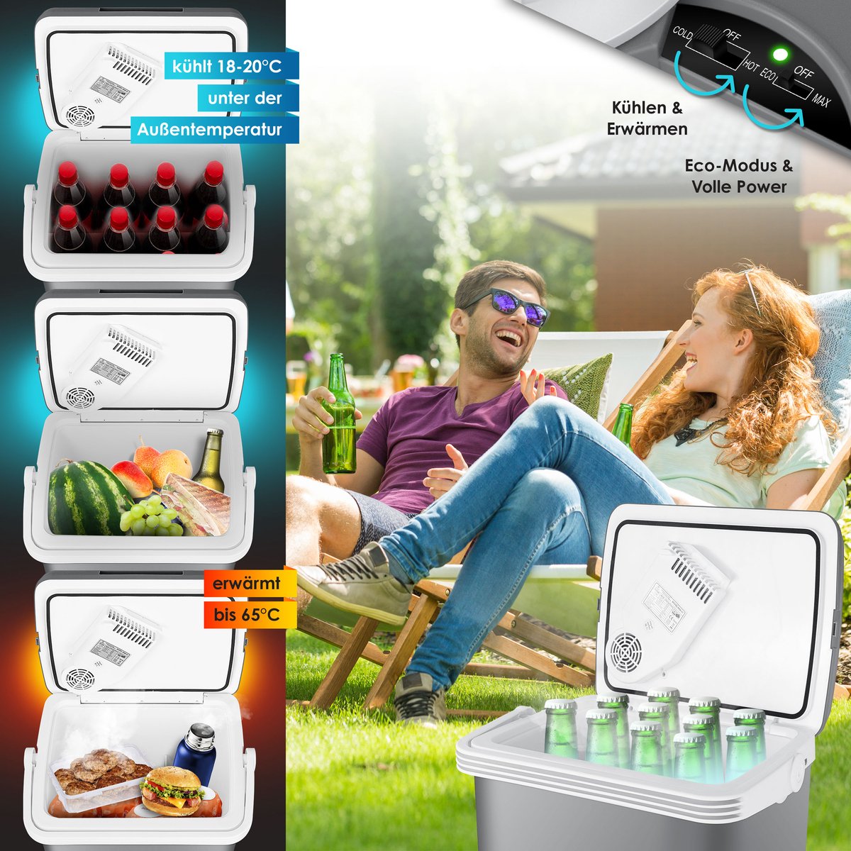 Koelbox Elektrisch – 12V en 230 volt - Coolbox - Frigobox - 32L – Grijs •