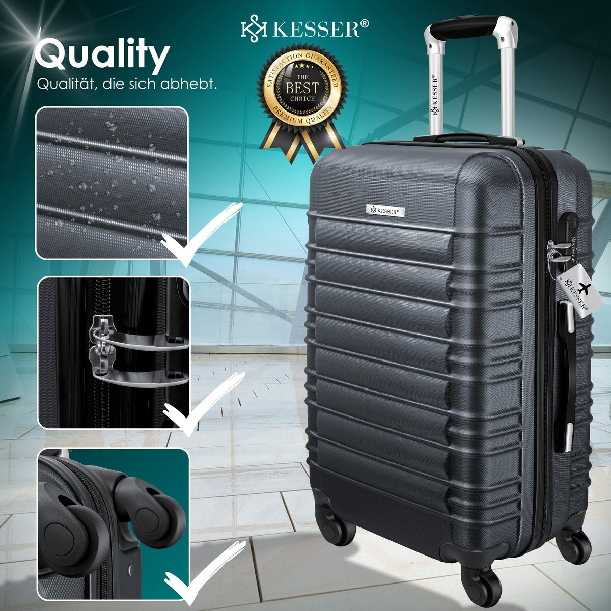KESSER® Reiskoffer - 84L - ABS - Antraciet