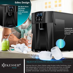 IJsblokjesmachine – 12kg/24 uur – IJsmachine - IJsblokjesmaker - Zwart - KESSER® •