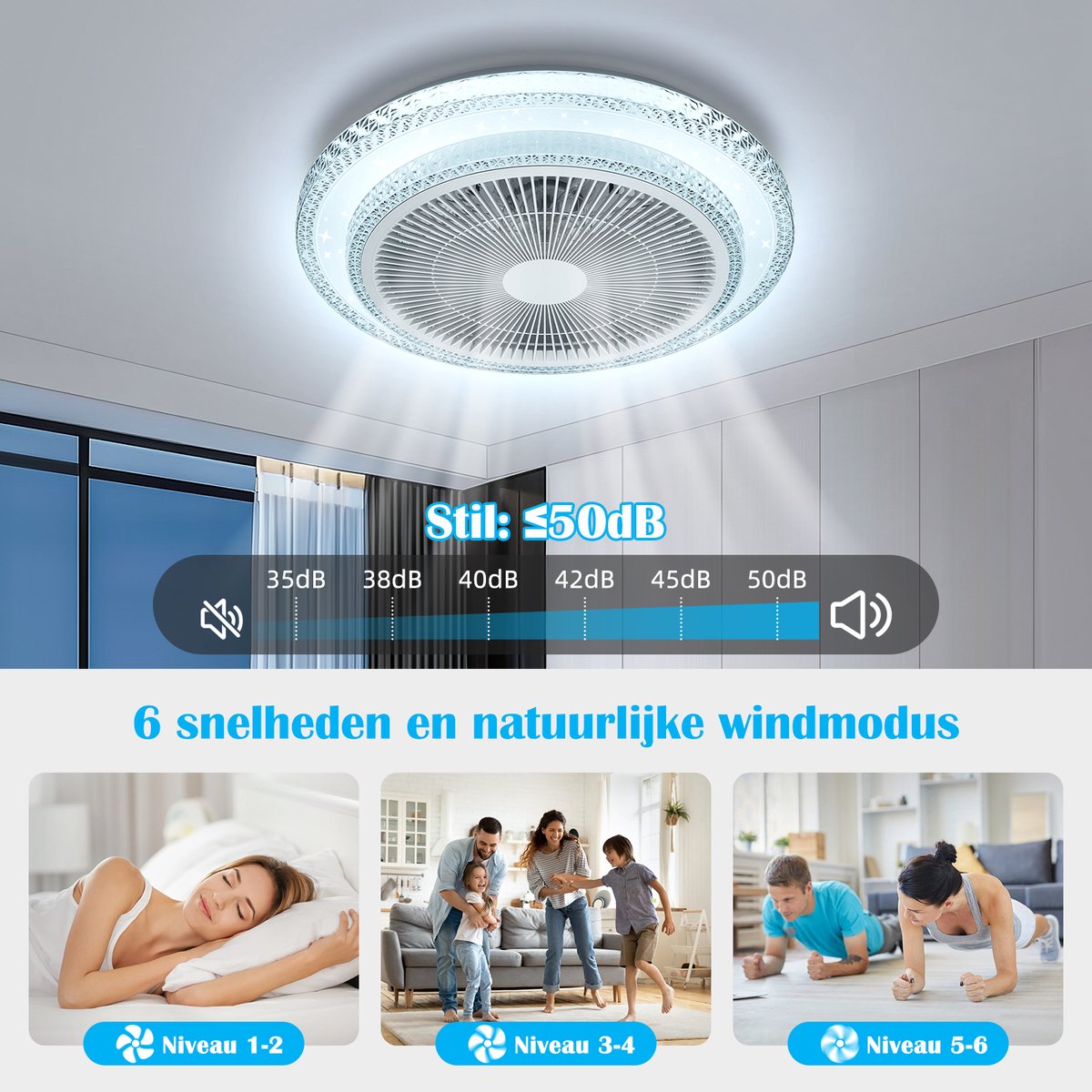 Aigostar Plafondventilator - Verlichting - Ø49cm - Dimbaar - 60W