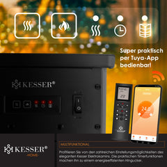 KESSER® Sfeerhaard Elektrisch - Haard met Verwarming - 1900W - Zwart