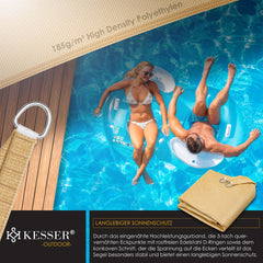 KESSER® Schaduwdoek 4,2x4,2x6m - Zonnezeil - Waterafstotend - Zand