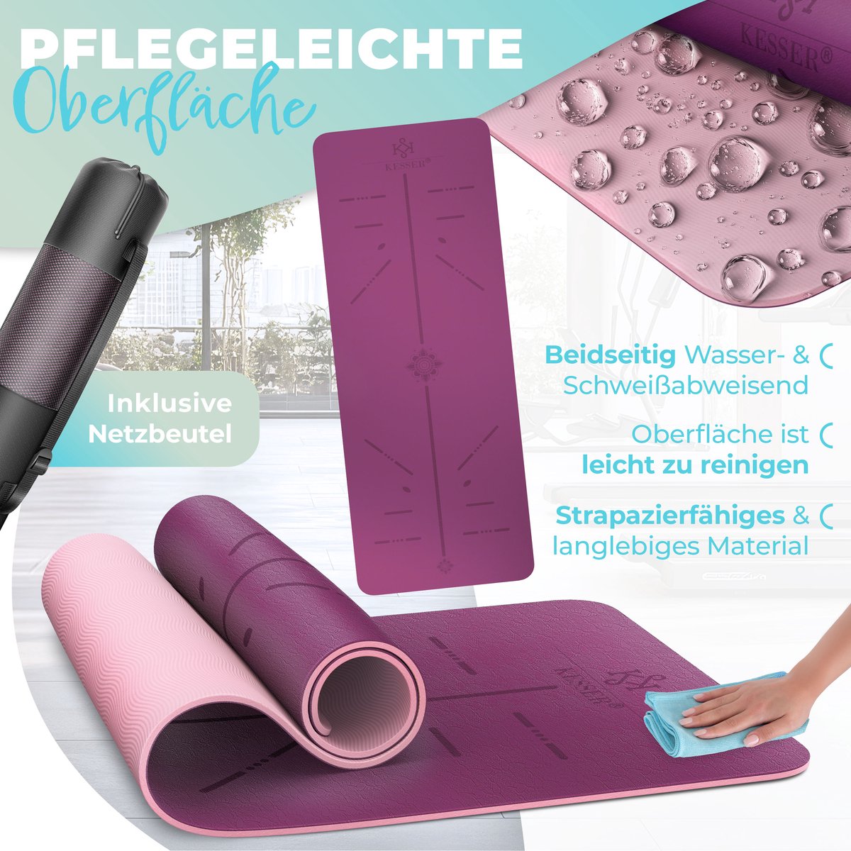 Yoga mat - Fitness mat - Sport mat - Anti slip - Extra dik - Paars