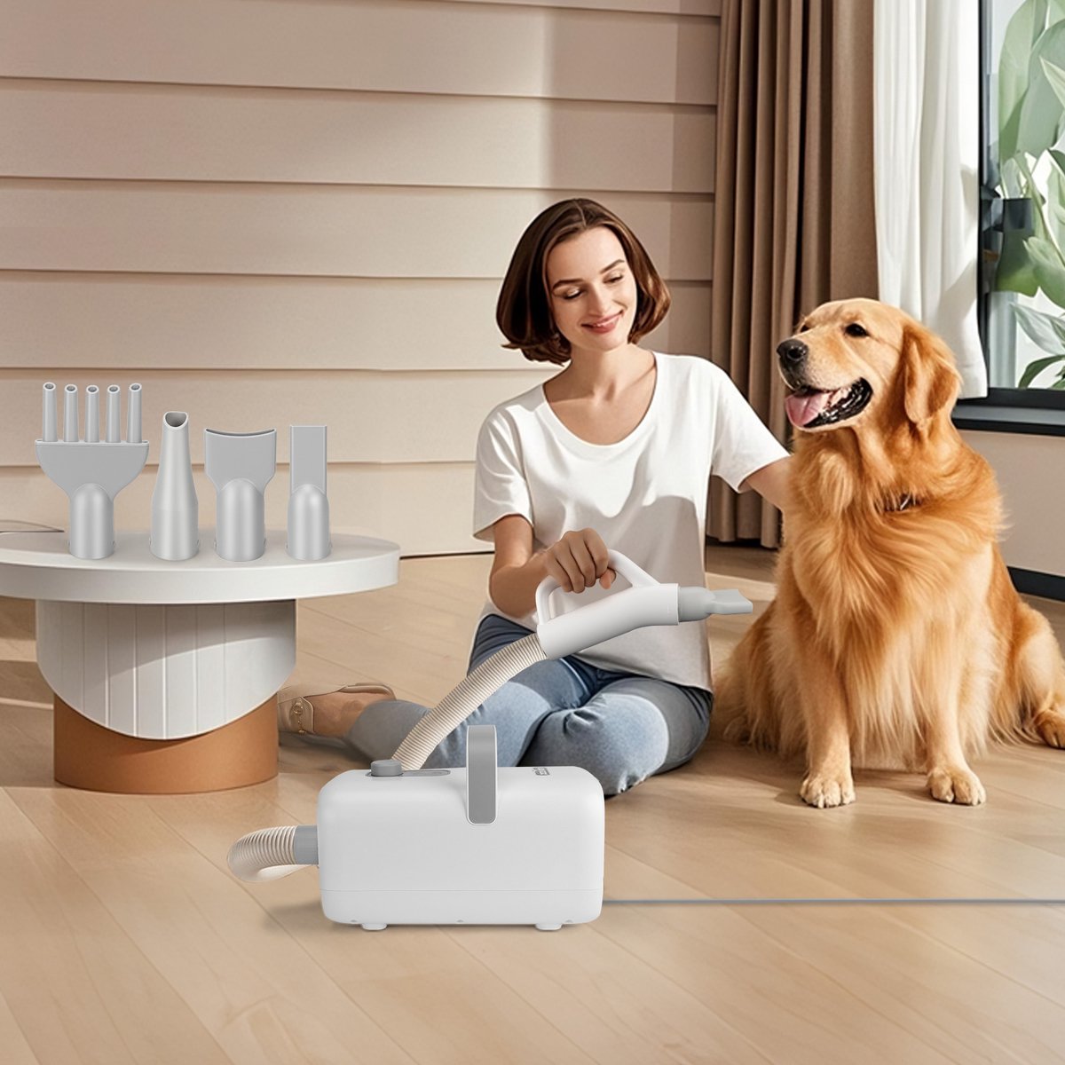 Nobleza 2FT - Professionele Hondenföhn met 4 Opzetstukken - Waterblazer voor honden - Stil Design