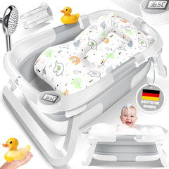 KIDIZ® Babybadje Opvouwbaar met Thermometer - 0-12 Maanden - Lichtgrijs