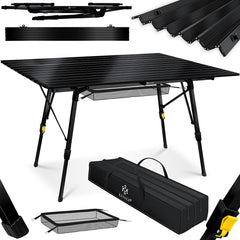 KESSER® Campingtafel Opvouwbaar - Verstelbaar - 120x70 cm - Zwart