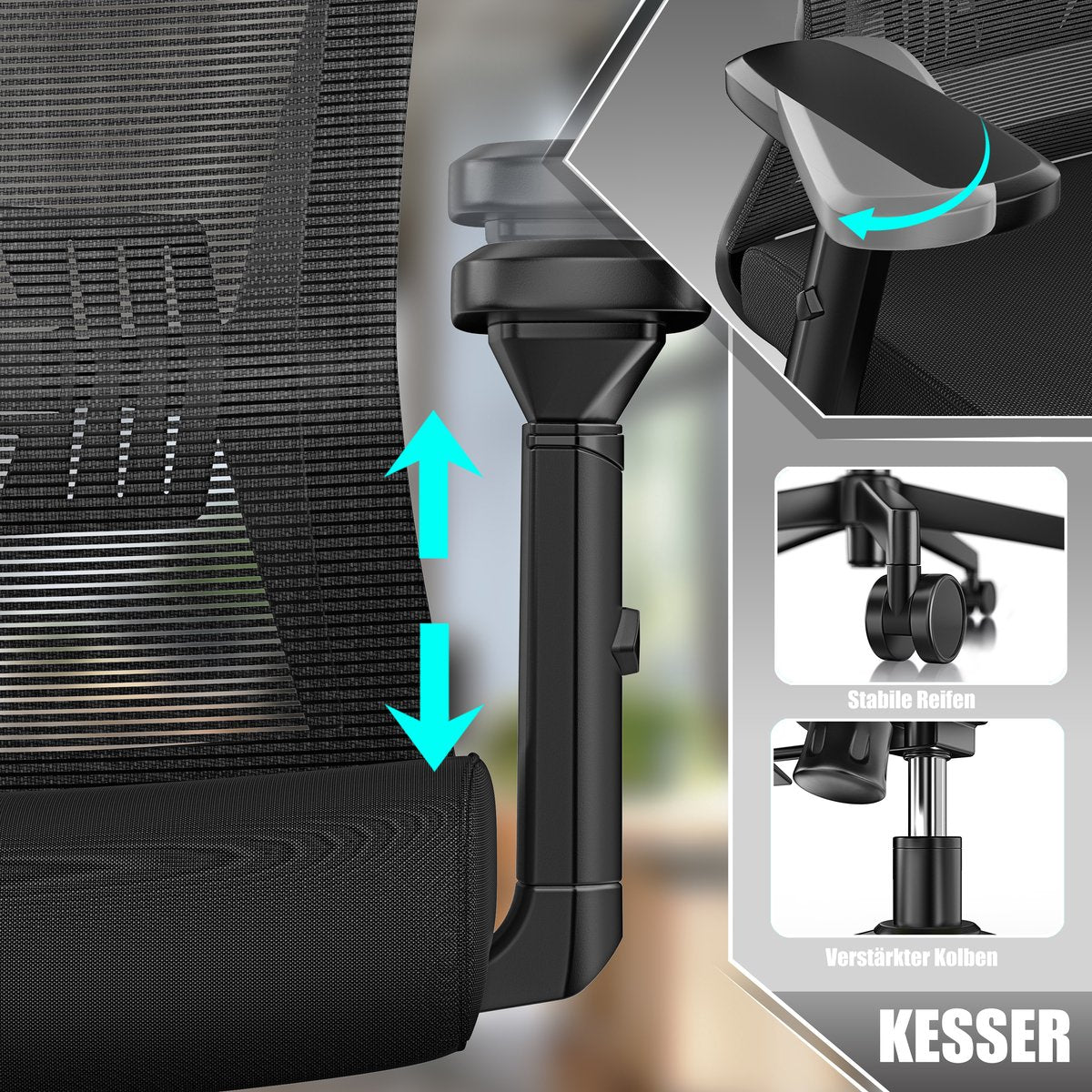 KESSER® Ergonomische Bureaustoel - Gamestoel - Office Chair - Zwart