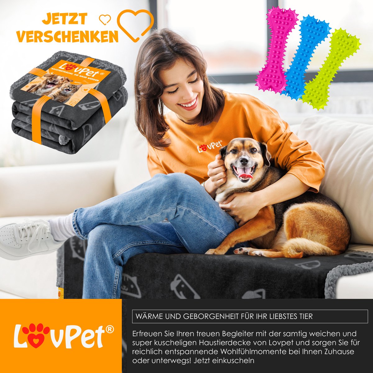 LOVPET® XXL Hondendeken  - Waterdicht  - 152x203cm - Zwart