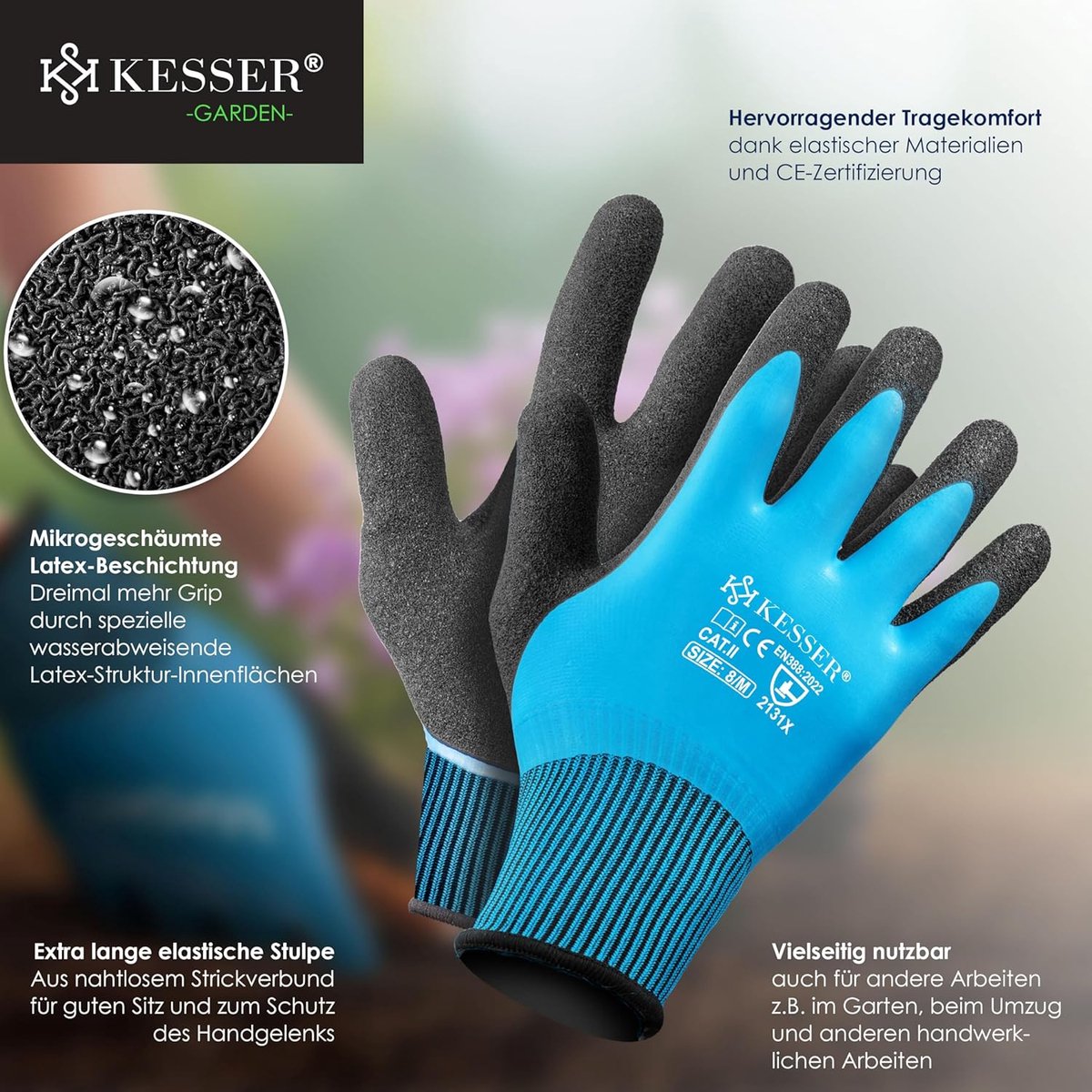 KESSER® Pop-up-tuinzak, 219 liter, inclusief handschoenen, zelfstaand met handgrepen, stabiel, robuust en opvouwbaar, voor het snijden van gazon, tuinzakken voor tuinafval, groen snijden
