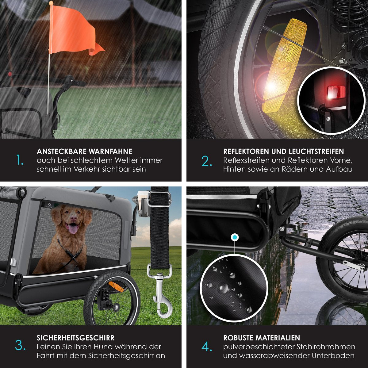 KESSER® Hondenfietskar tot 40 kg 3in1 Hondenbuggy - Fietskar Hond Jogger - Grijs
