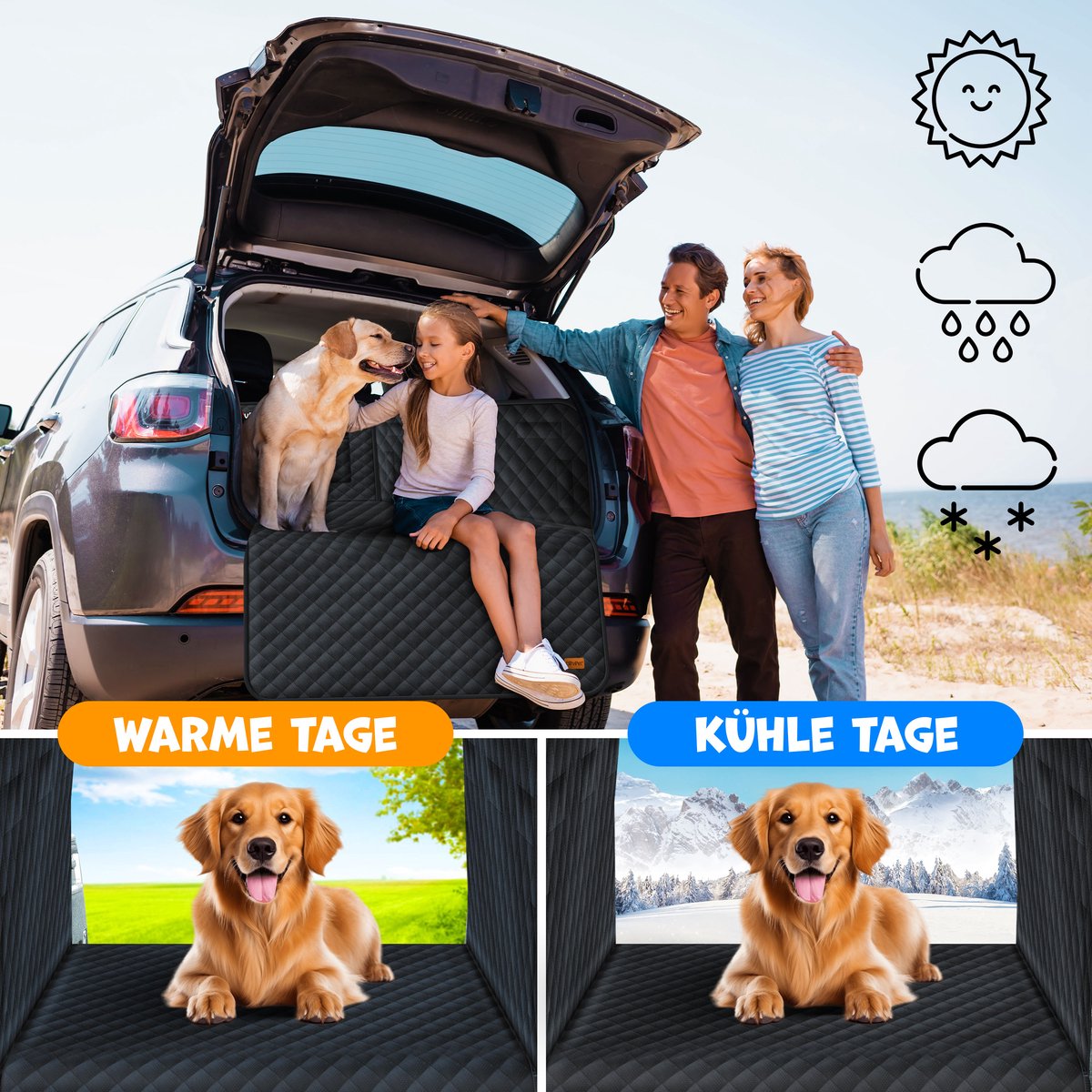 LOVPET® Hondendeken Auto - Waterafstotend - Zwart