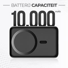 Powerbank 10.000 mAh - Geschikt voor MagSafe systeem - Magnetisch opladen - Festival - Draadloos opladen - Met USB-C Poort