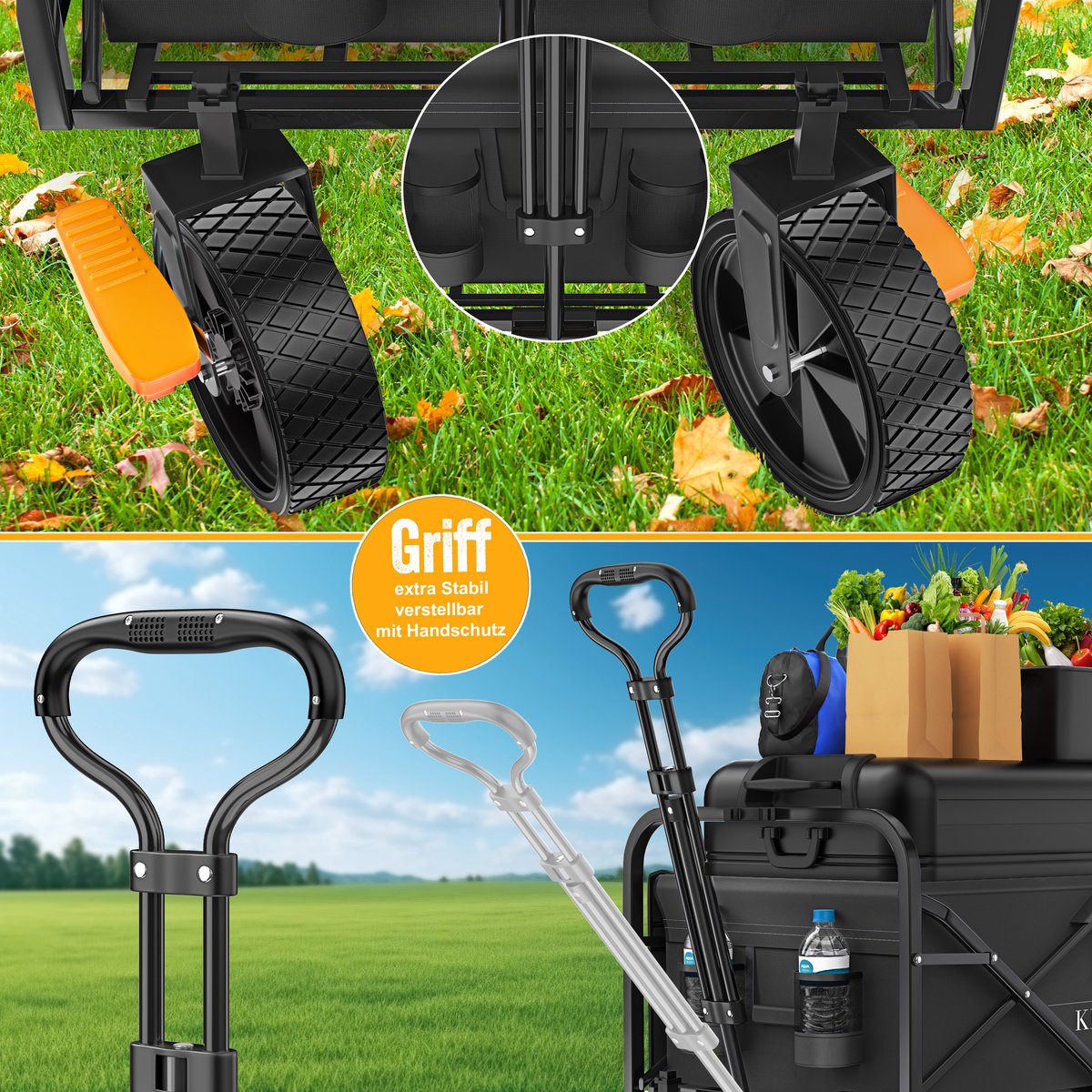 KESSER® Bolderkar - Opvouwbaar - Bolderwagen  - Zwart
