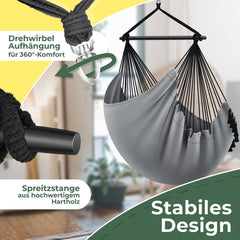 KESSER® XXL Hangstoel - 2 Kussens - Tot 150 kg - Grijs