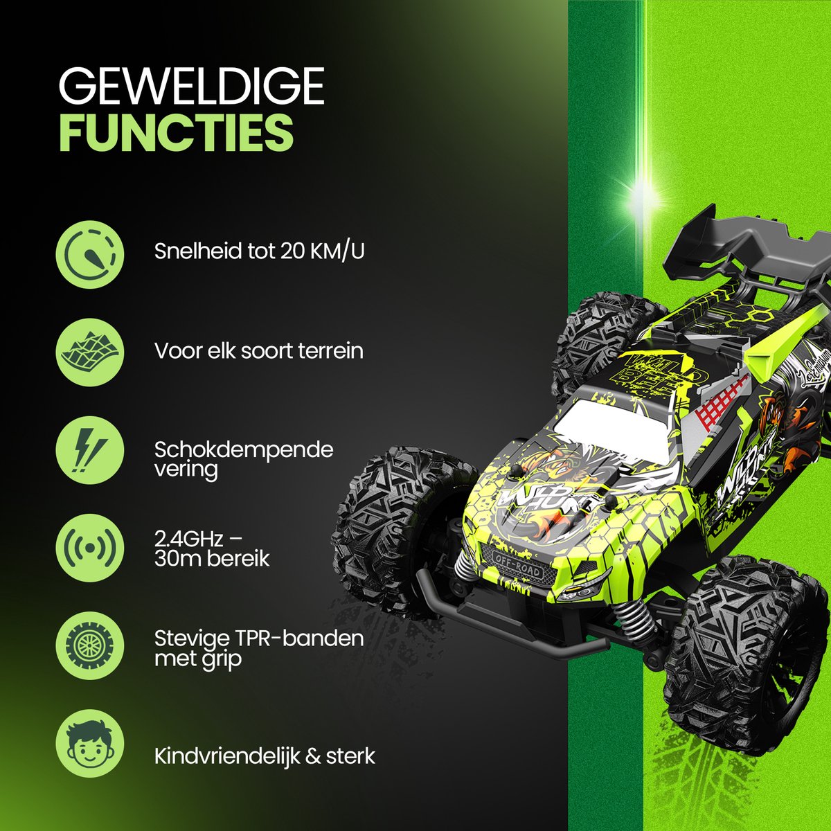 Synergyx® RC Bestuurbare Auto - Afstandsbestuurbaar Race Speelgoed - Volwassenen & Jongens - voor Buiten - Radiografisch Afstandbestuurbaar