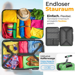 KESSER® Reiskofferset - 3-delig - ABS- Kofferset - Groen