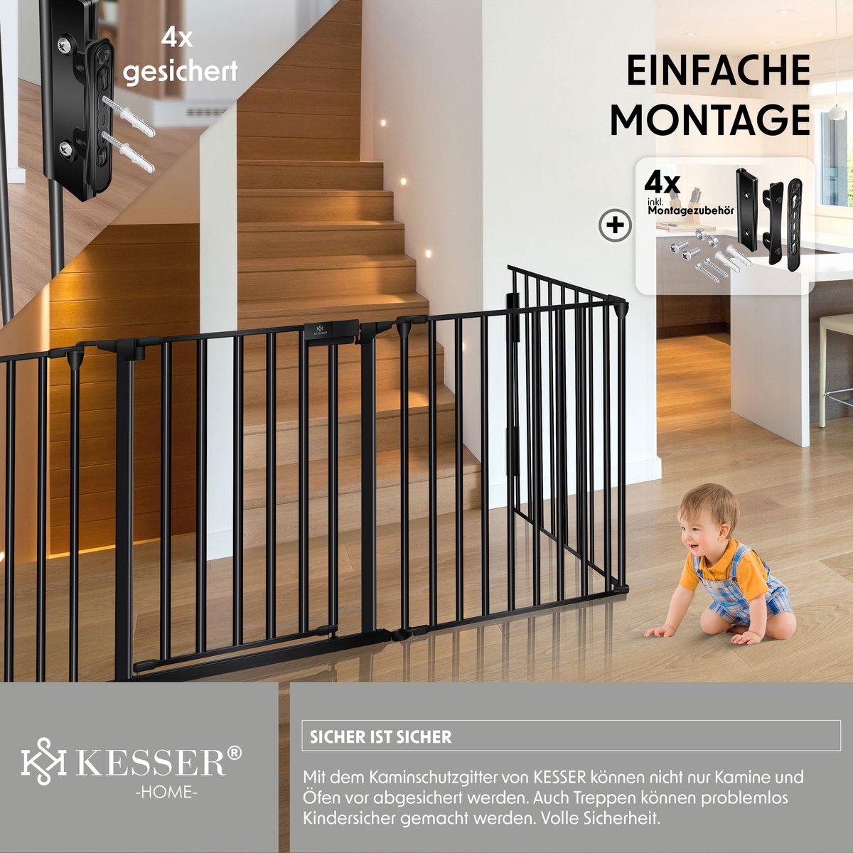 KESSER® Traphekje - Veiligheidshekje - 300cm - Zwart