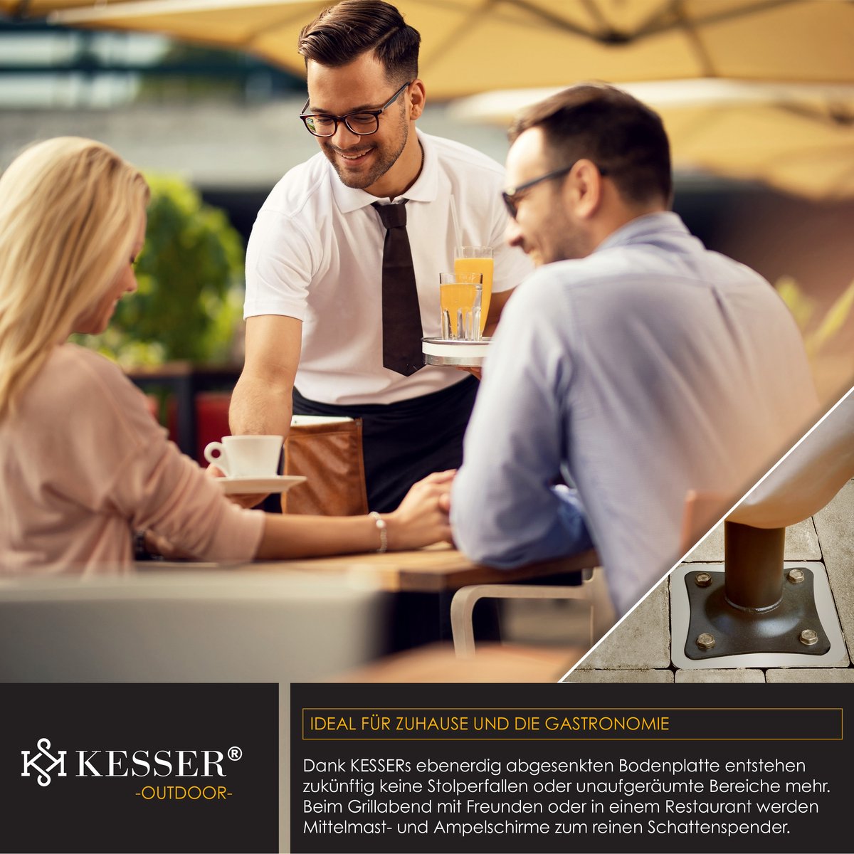 KESSER® Parasolstandaard - Grondanker - Zilver