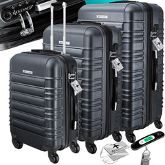 KESSER® Reiskofferset - 3-delig - ABS- Kofferset - Antraciet