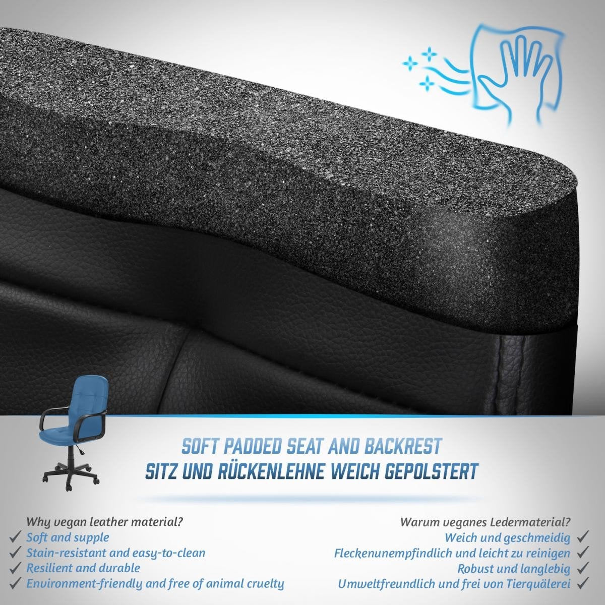 Miamodo Luxe bureaustoel - 57.5 x 58 x 104 cm - zwart