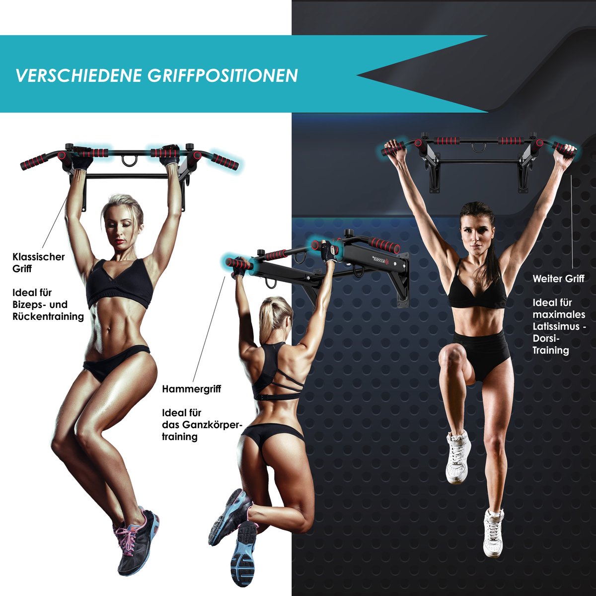 KESSER® Pull up bar - Optrekstang - Wandmontage - Rood