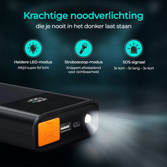 12V Jumpstarter voor Auto - 1500A - Starthulp met Powerbank, LED Zaklamp en SOS Noodlicht - Startkabels met Accu - Startbooster - Olvy