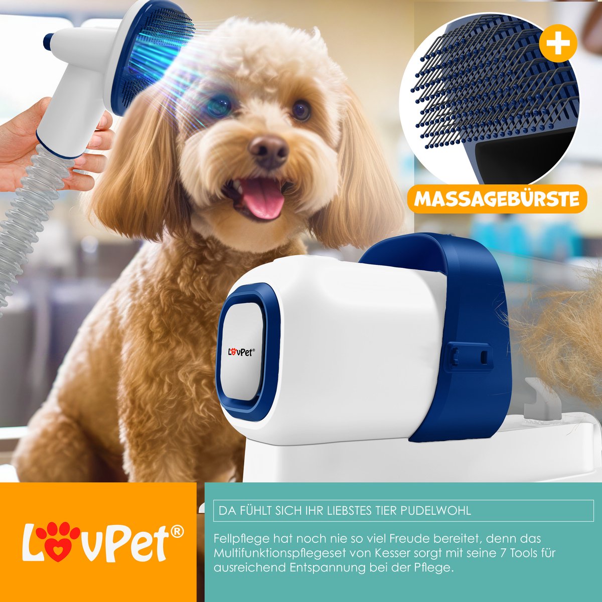 LOVPET® Hondentondeuse - Tondeuse voor dikke vacht  - Wit / Blauw