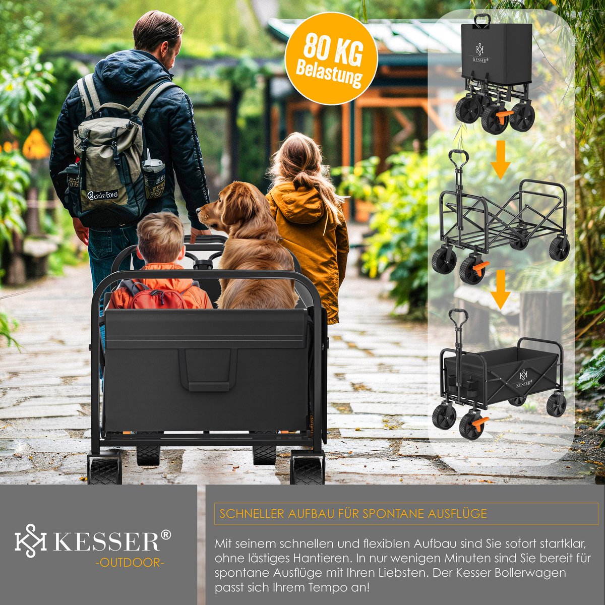 KESSER® Bolderkar - Opvouwbaar - Bolderwagen  - Zwart