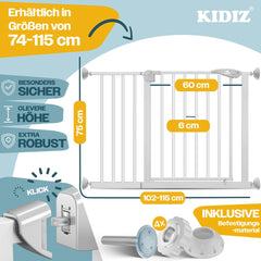 KIDIZ® Traphekje zonder boren - Veiligheidshekje - 74-87cm - Grijs