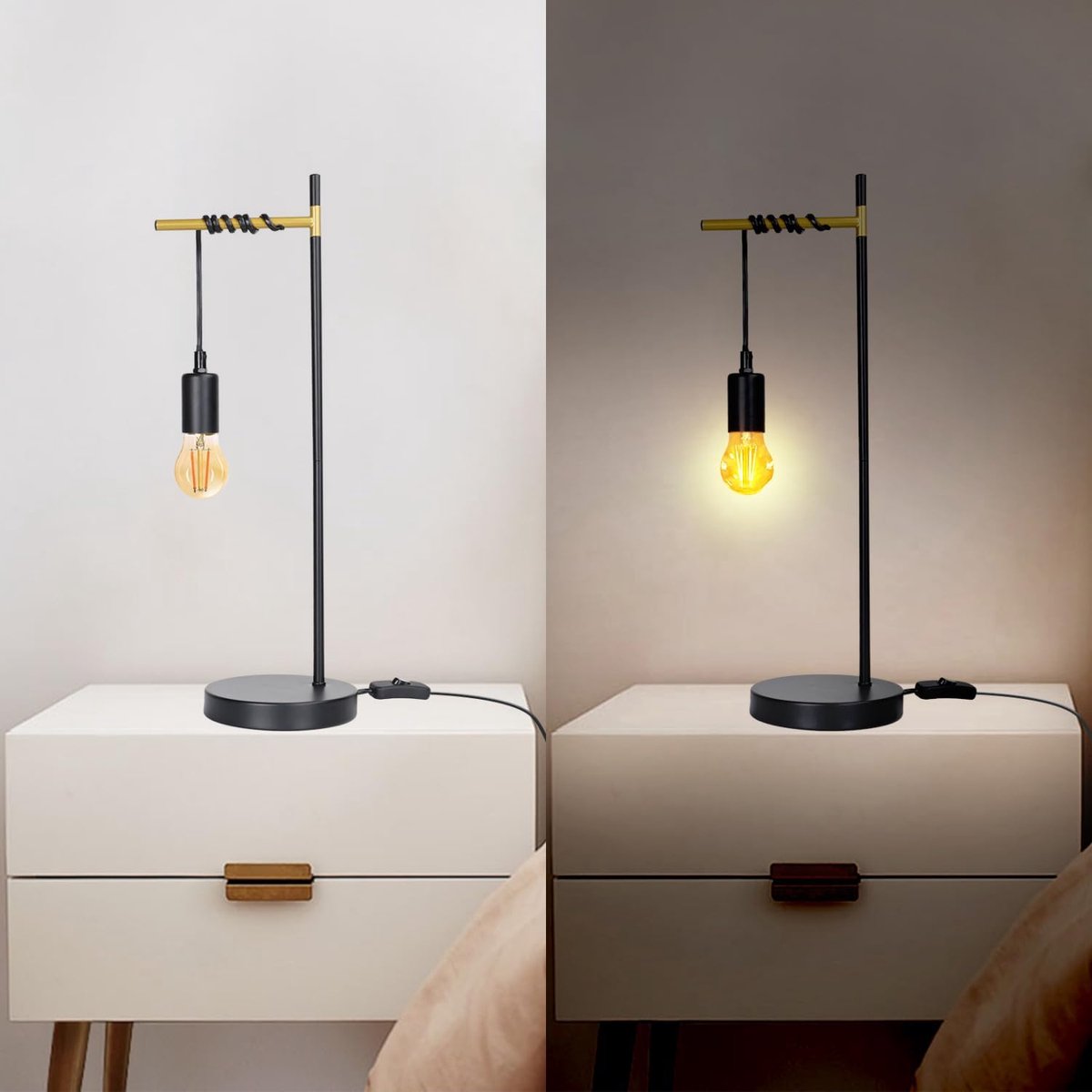 Tafellamp - Bureaulamp - Tafellamp slaapkamer - Zwart - Aigostar