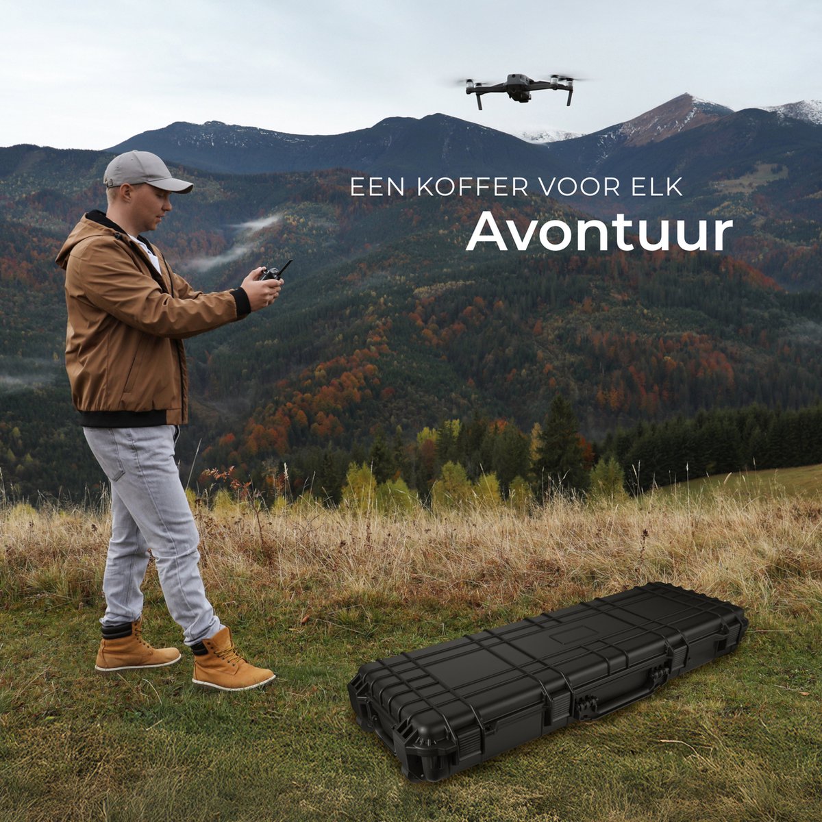 tectake® - Universele box koffer lang - Camerakoffer - Draagbaar (3 handgrepen) - Incl. schuimstof, 2 wielen en knipsluitingen - Harde schaal - 113,5 x 41 x 16 cm - Trolley