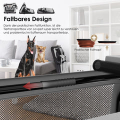 LOVPET® reisBench Hondenbench hondenbox honden transportbox opvouwbaar incl. transportzak hondenbak transportbox voor huisdieren, honden en katten transportbox - XXXL, Lichtgrijs