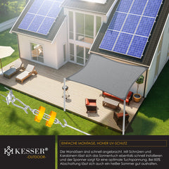 KESSER® Schaduwdoek 3x3m - Zonnezeil - Vierkant - Waterafstotend - Grijs