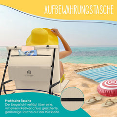 Kesser® Opvouwbare strandmat met verstelbare rugleuning, strandligstoel met draagriem, waterdichte mobiele telefoonhoes en opbergtas, ligstoel voor strand, tuin, terras, ligmat, tot 130 kg