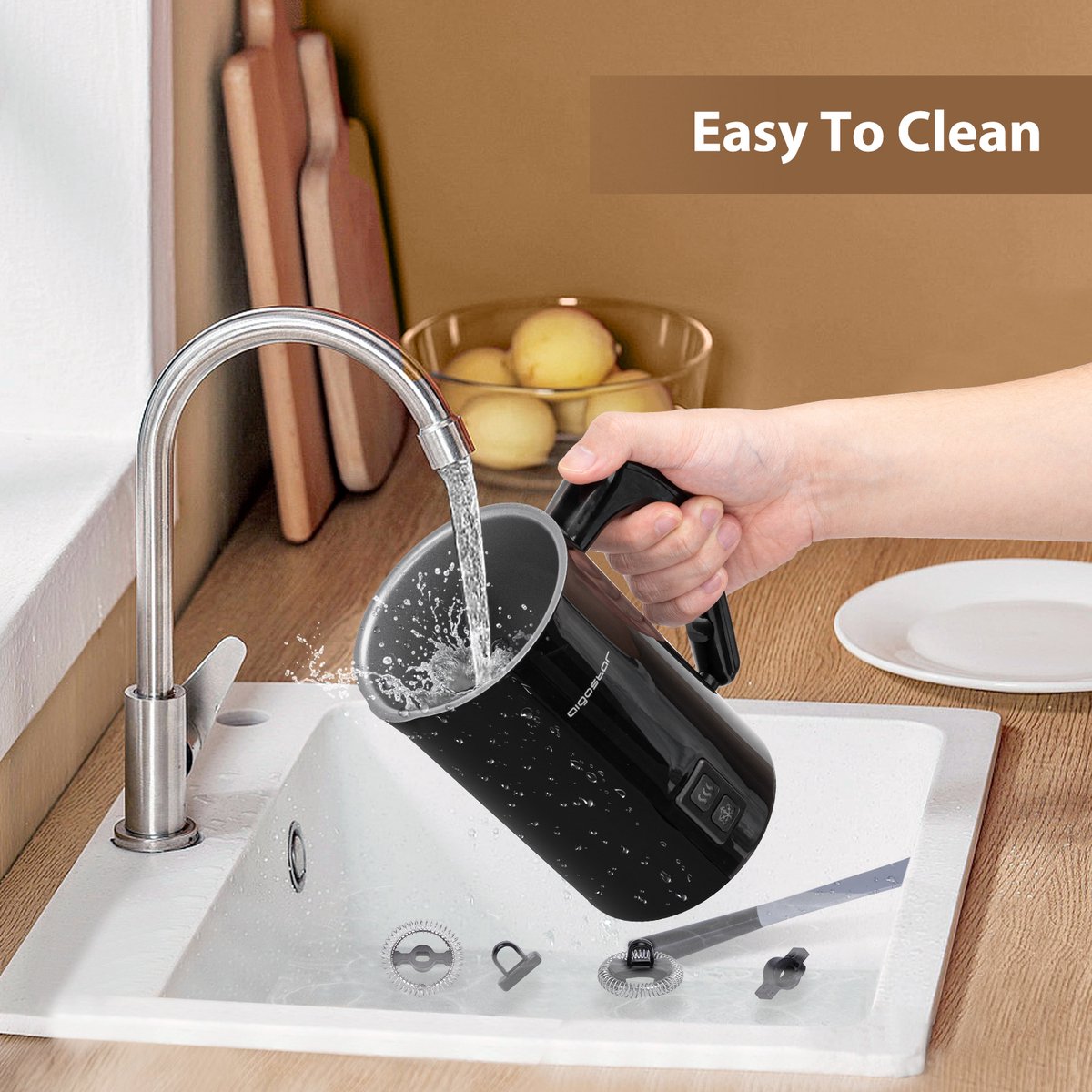 Aigostar Elektrische Melkopschuimer - 3-in-1 - 500W - Zwart •