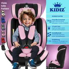 KIDIZ® Autostoeltje - 5-punts veiligheidsgordel - Roze